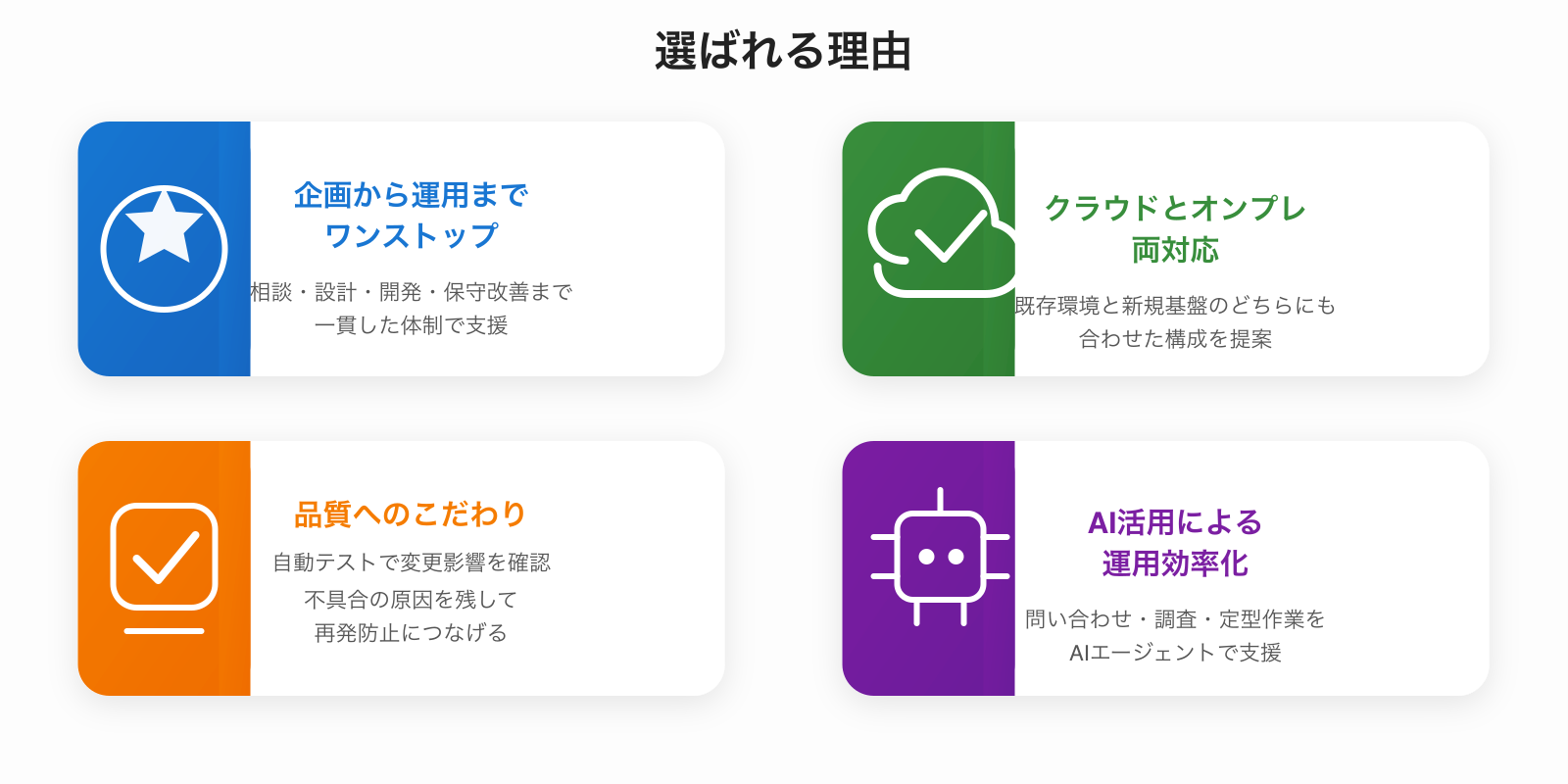 受託開発・運用サポート 選ばれる理由バッジ